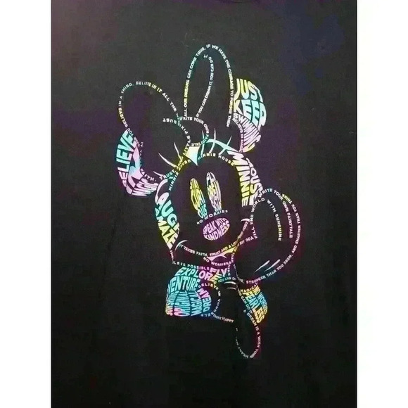 Minnie Mouse Believe In‎ Magic Pastel Neon Text Disney Parks Shirt Size XLarge - Picture 2 of 3